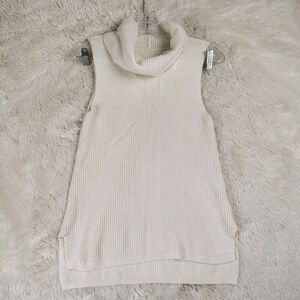 White House Black Market Cowl Neck Sweater Tank Women’s XXS Ivory Knit Tunic Top
